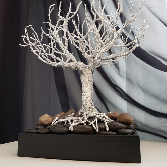 Wire Tree Bonsai Twisted Metal Sculpture Tree of Life Money Tree Original 10" - Picture 2 of 6